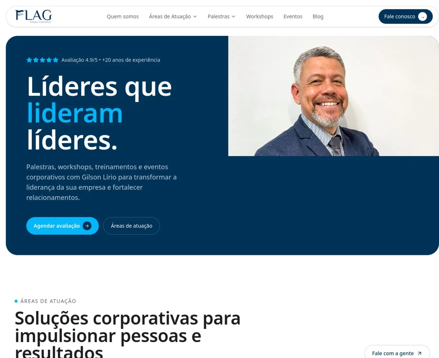 Página inicial atual da FLAG Soluções Corporativas