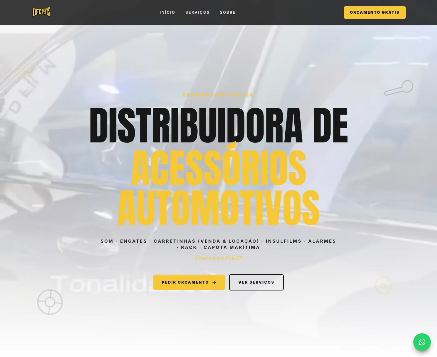 Página inicial do site DFC Parts