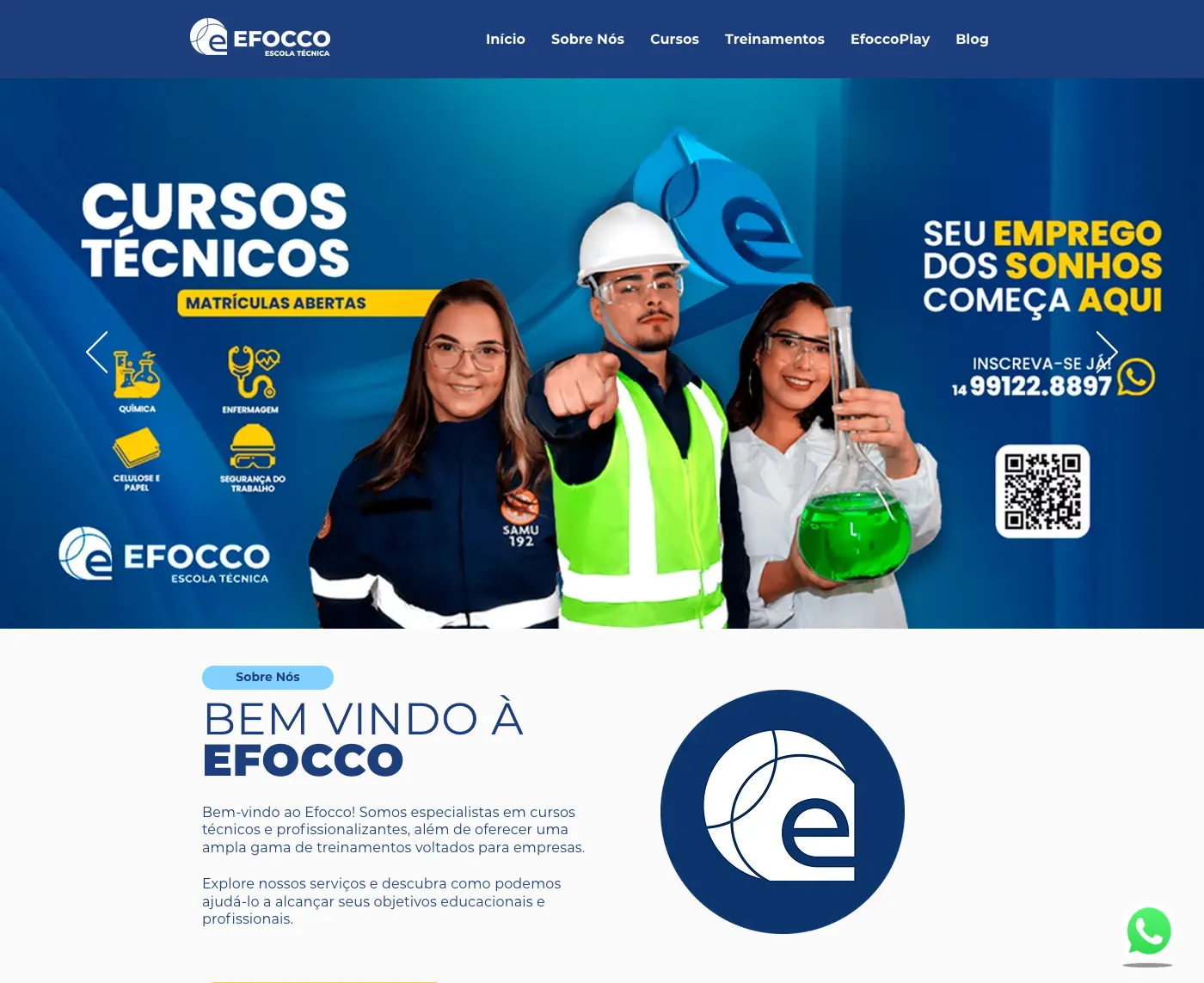 Página inicial do site Efocco