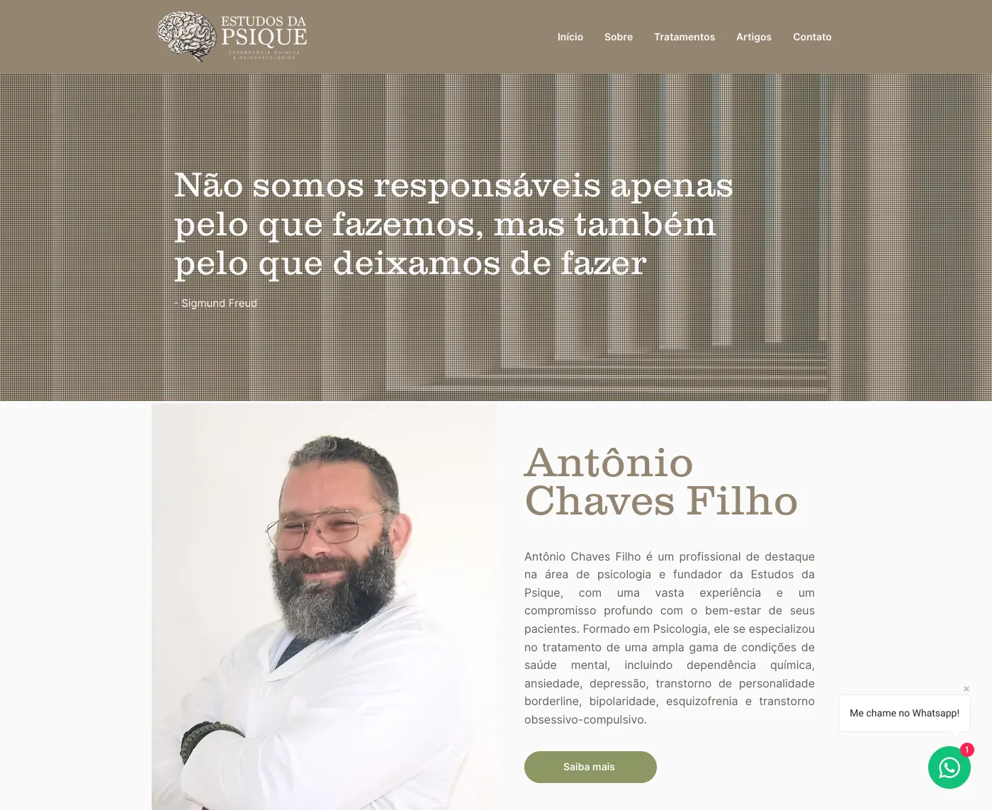 Página inicial do site Estudos da Psique