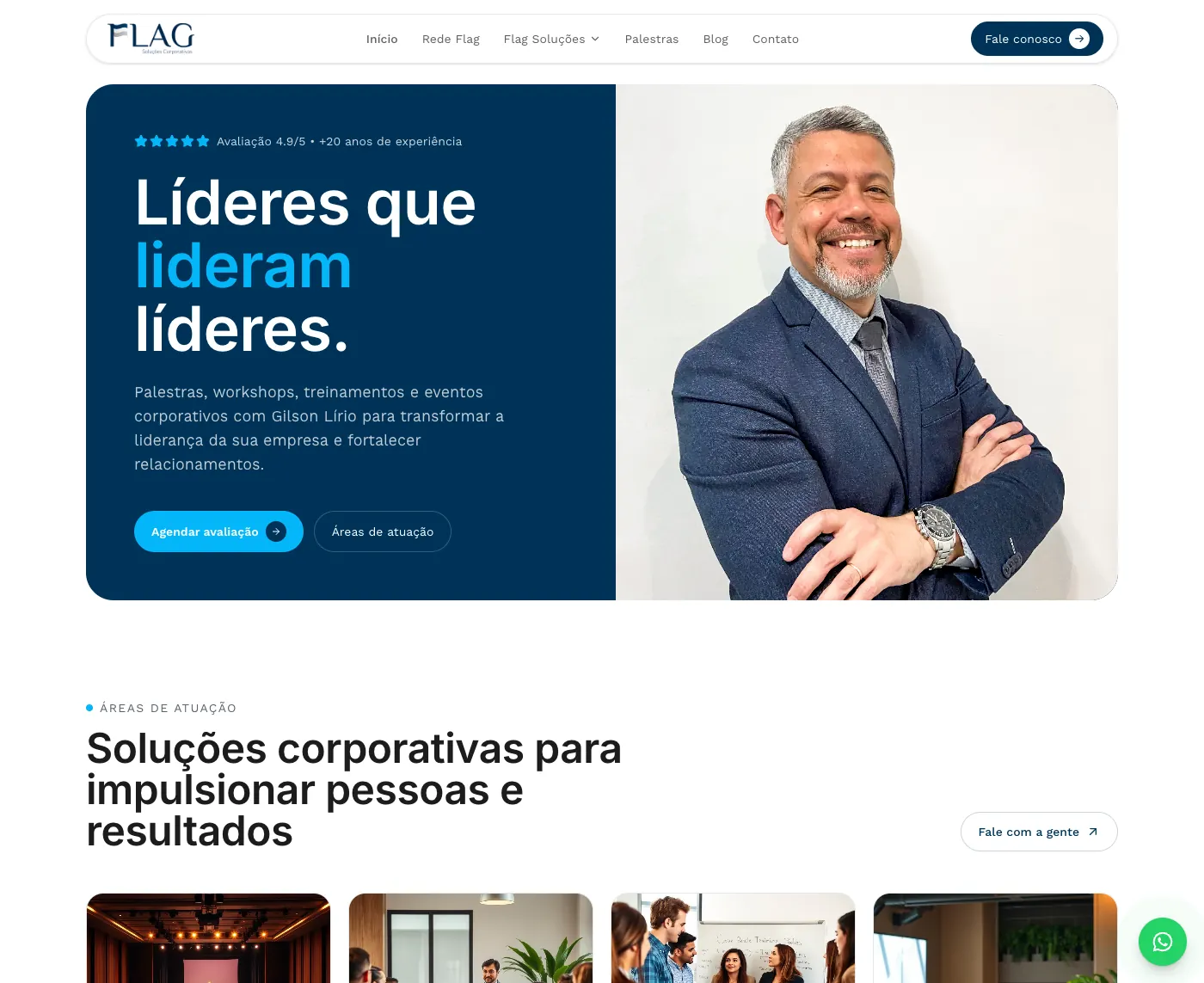 Página inicial do site FLAG Soluções