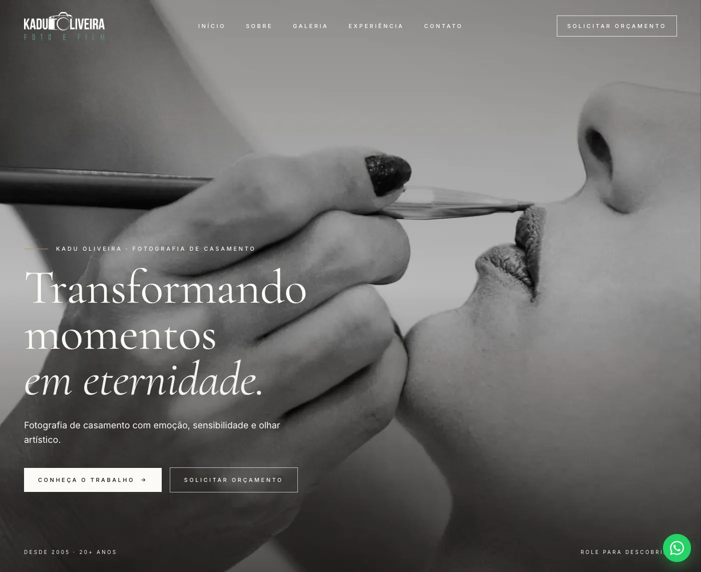 Página inicial do site Kadu Oliveira