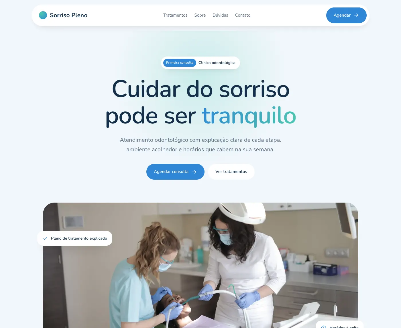 Página inicial do modelo Sorriso Pleno Odontologia