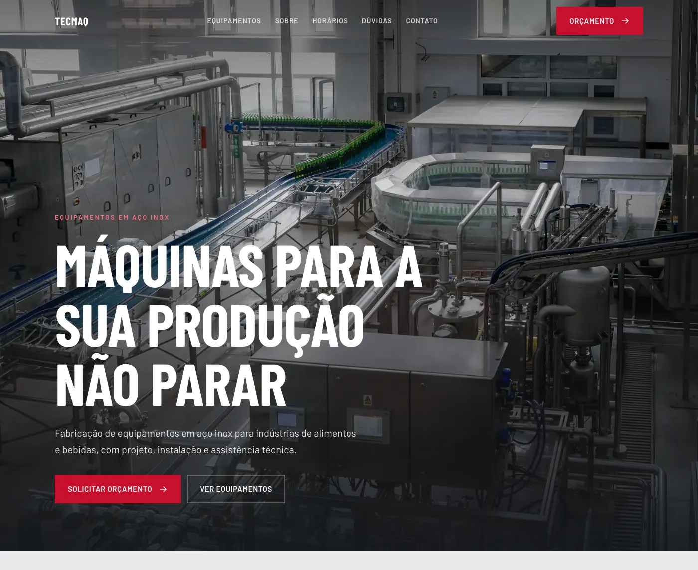 Página inicial do modelo Tecmaq Equipamentos