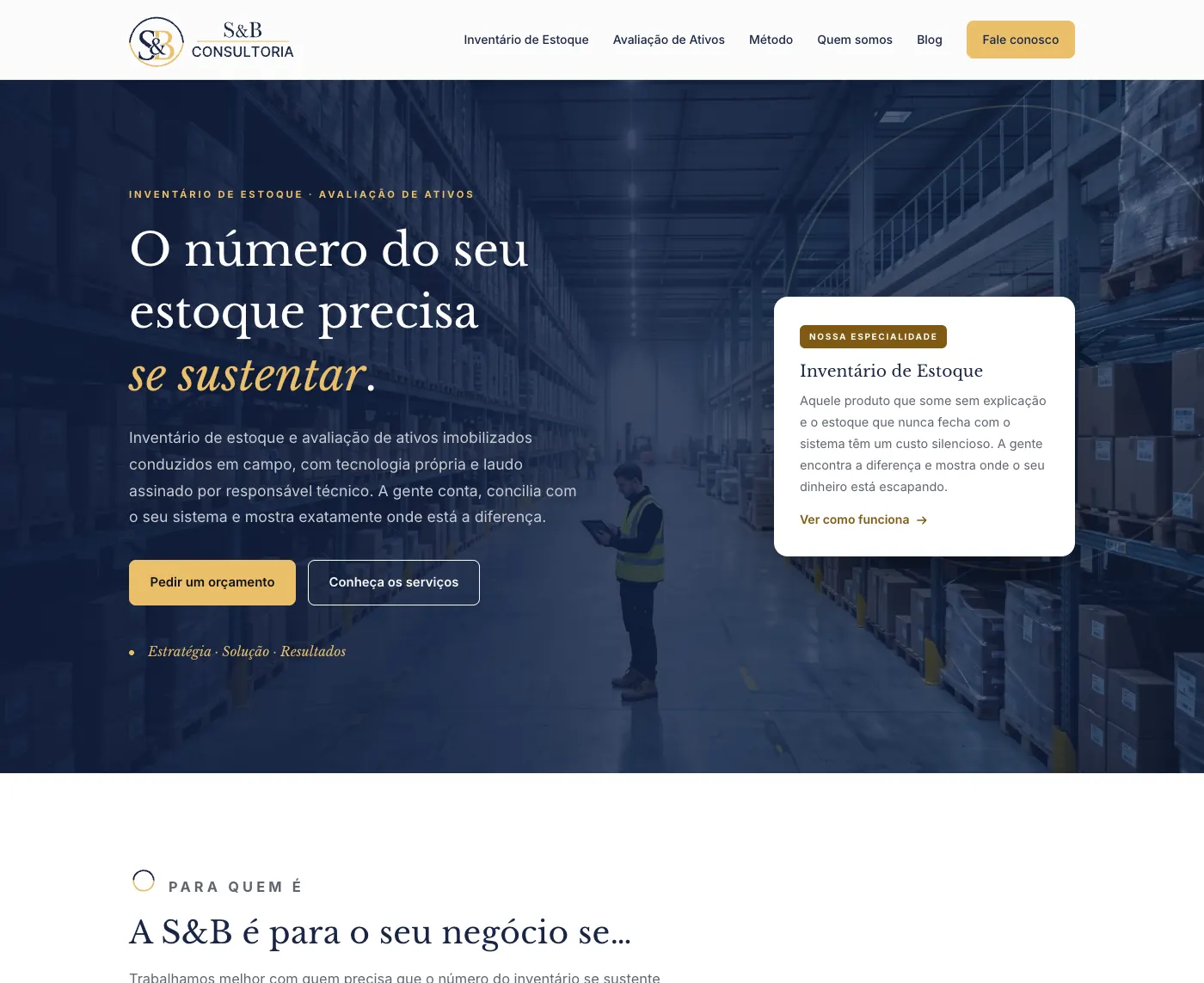 Página inicial do site S&B Consultoria