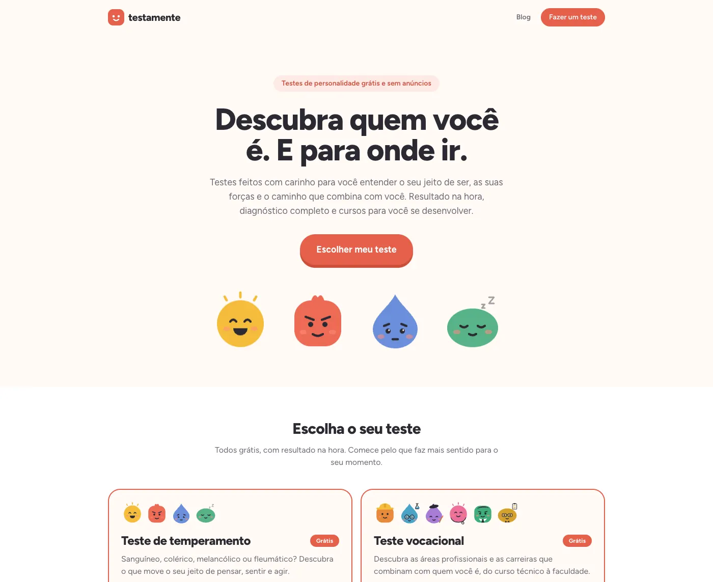Página inicial do site Testamente