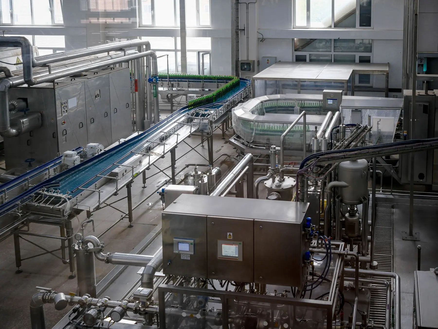 Linha industrial de envase em aço inox